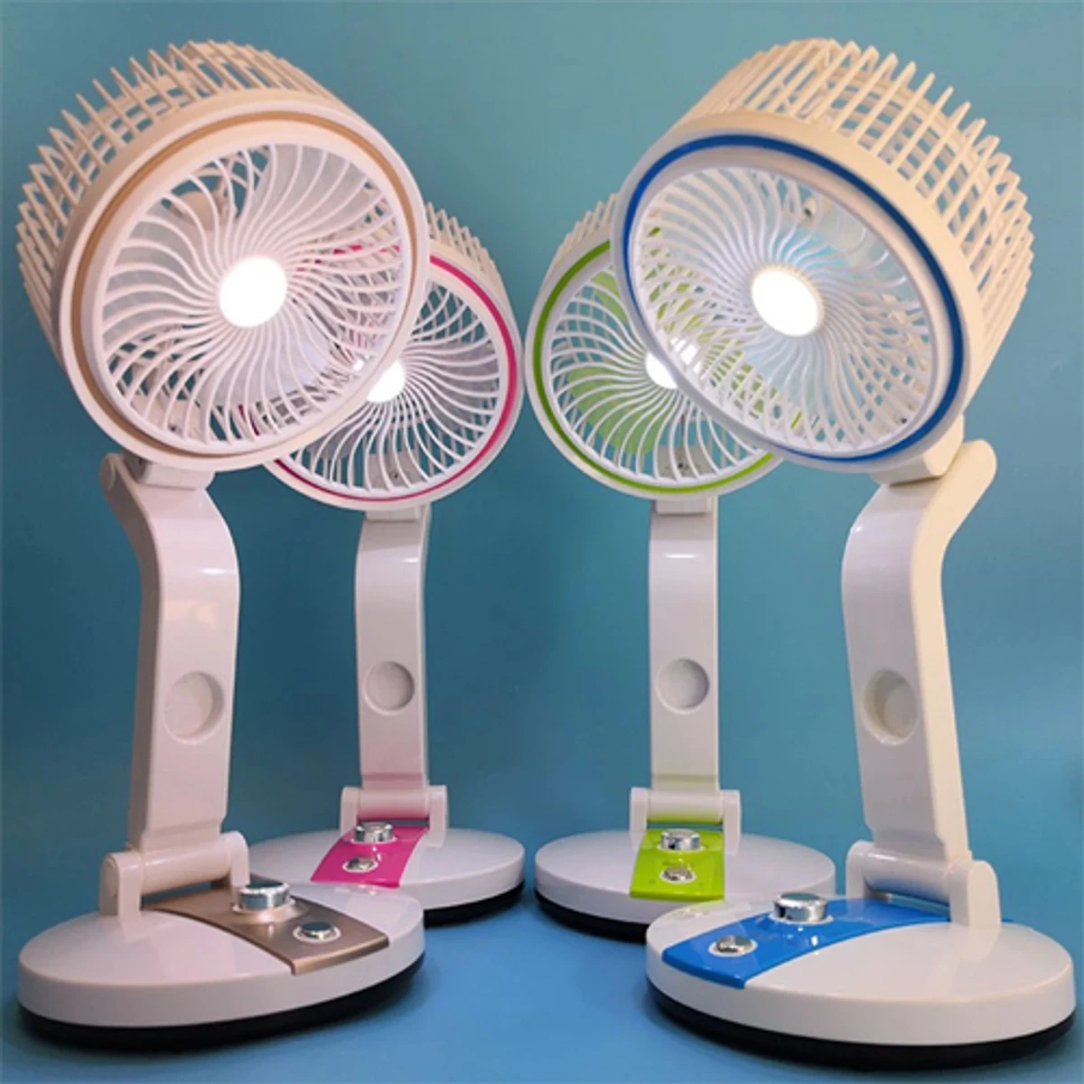 LR Folding Rechargeable Fan With Light